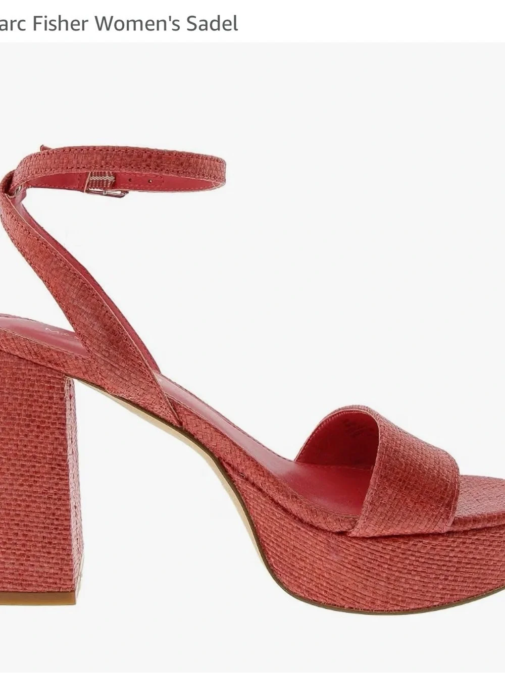 Marc Fisher Textured Coral Platform Block Heel Sandal